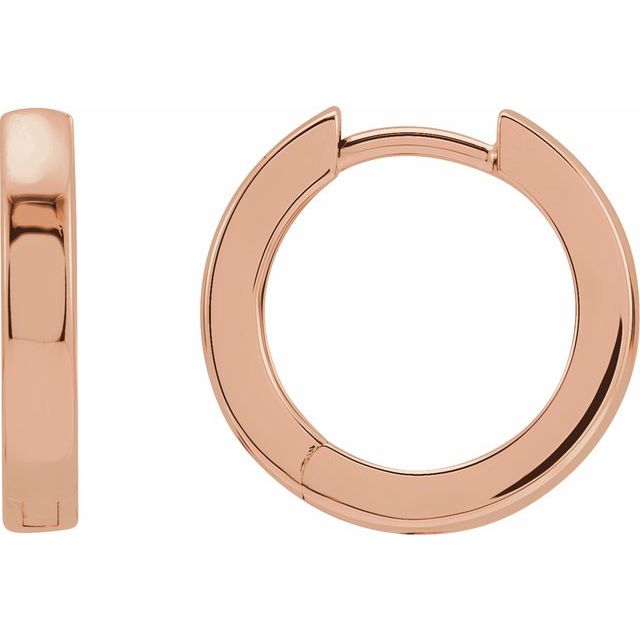 bold hinged gold hoop earrings in 14k rose gold, 16 mm