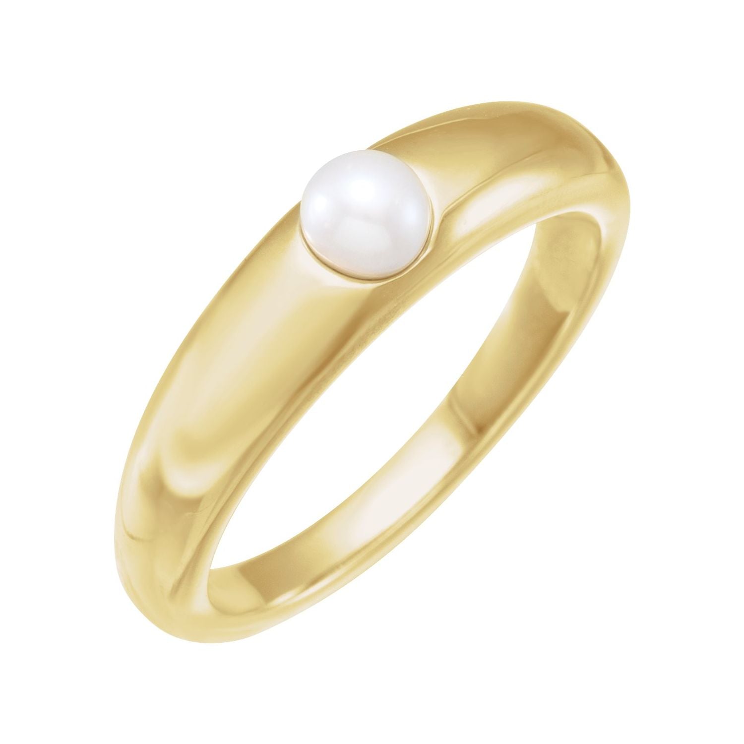 Domed Akoya Pearl Ring in 14K Yellow Gold