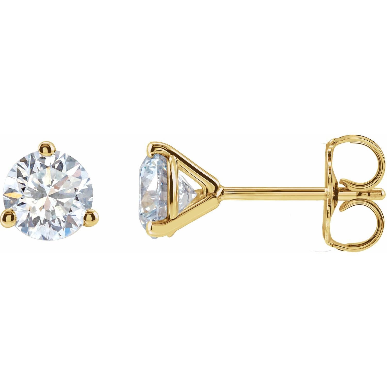 1 ct lab-grown diamond stud earrings in 14k yellow gold