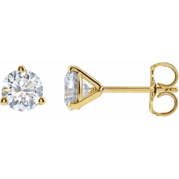 1 ct lab-grown diamond stud earrings in 14k yellow gold