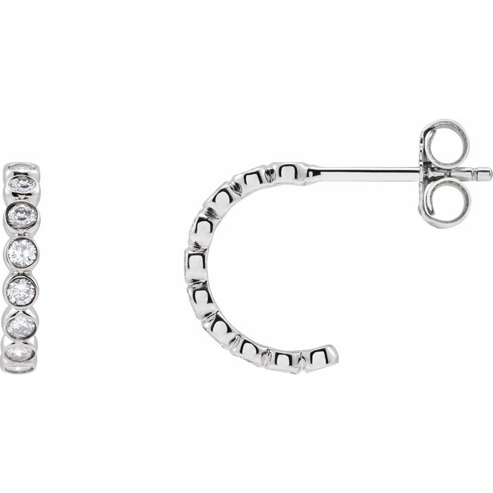 Shared-Prong Lab-Grown Diamond Hoop Earrings in 14K White Gold, 1/3 ct
