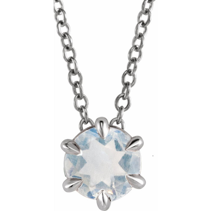 4 mm Blue Moonstone Pendant, Prong Solitaire