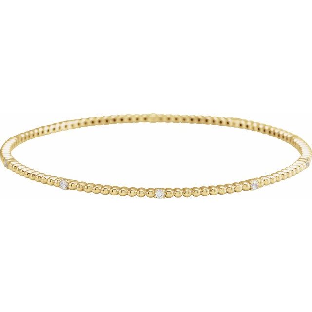 diamond beaded-edge bangle bracelet in 14k yellow gold