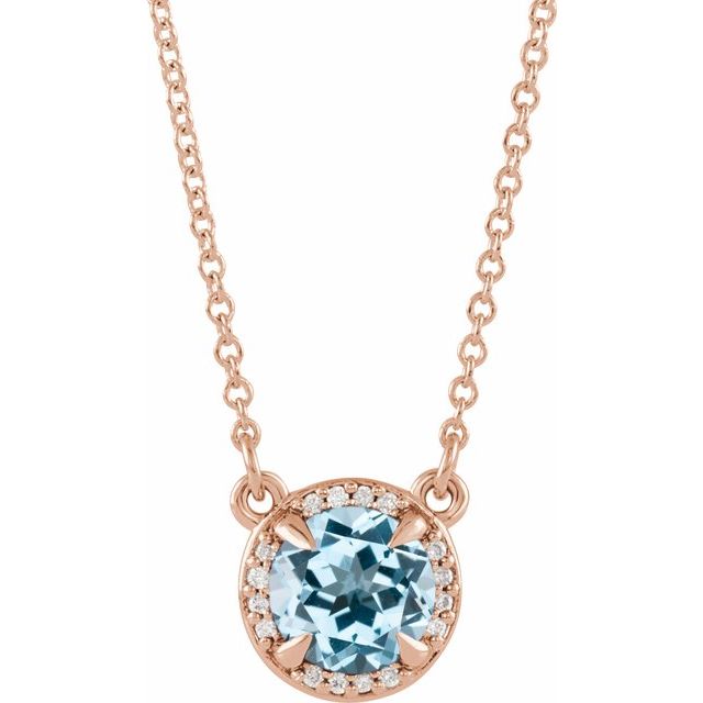 grand blue topaz diamond halo necklace in 14k rose gold