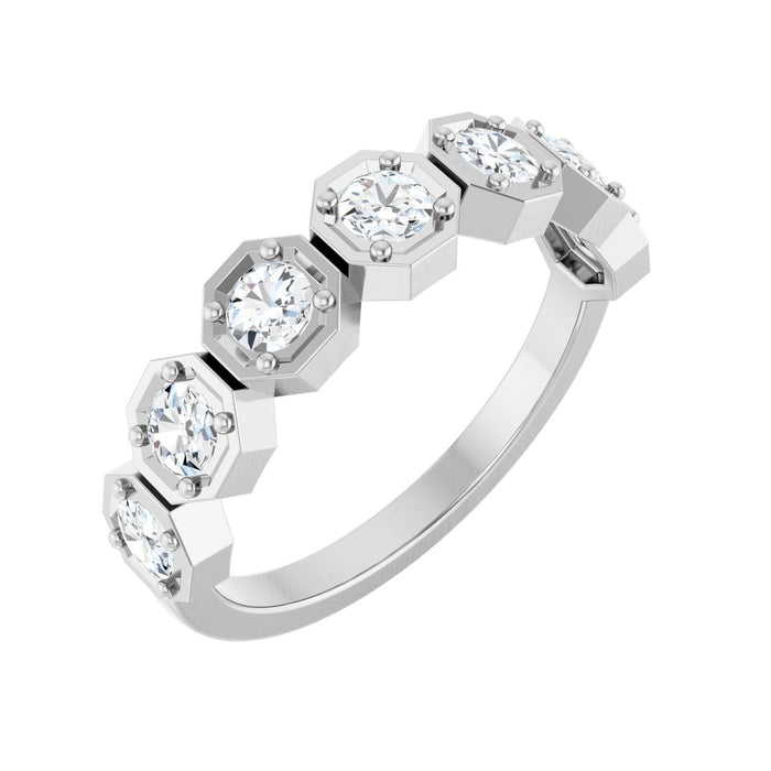 White Gold seven-stone diamond wedding band with 7 top-set round lab-grown diamonds