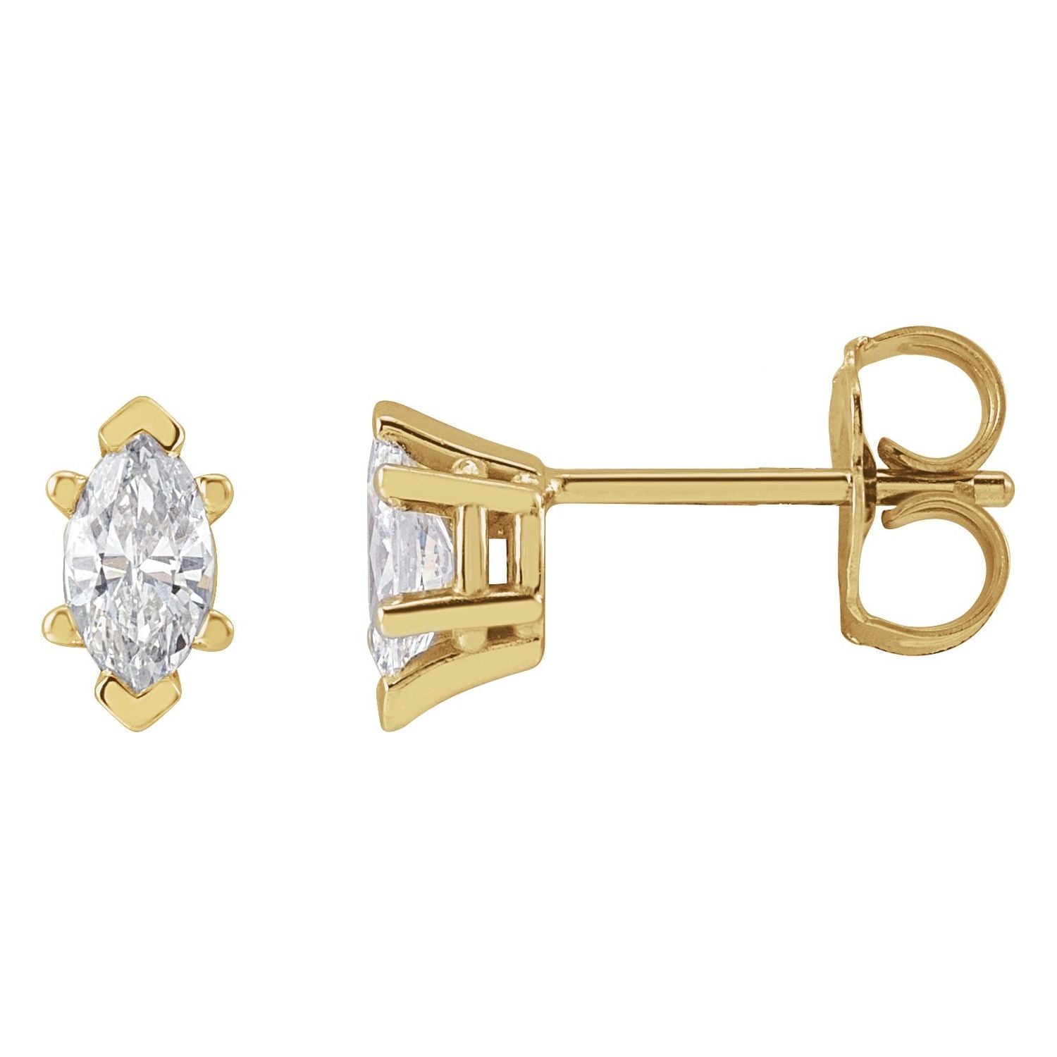 14K White Gold marquise diamond stud earrings