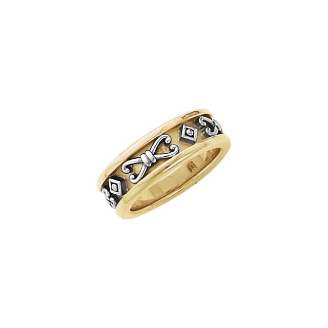 Etruscan-Style Men's Wedding Band, 6.5 mm width