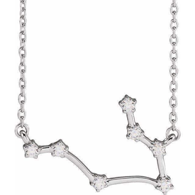 Gemini diamond constellation zodiac necklace in 14k white gold