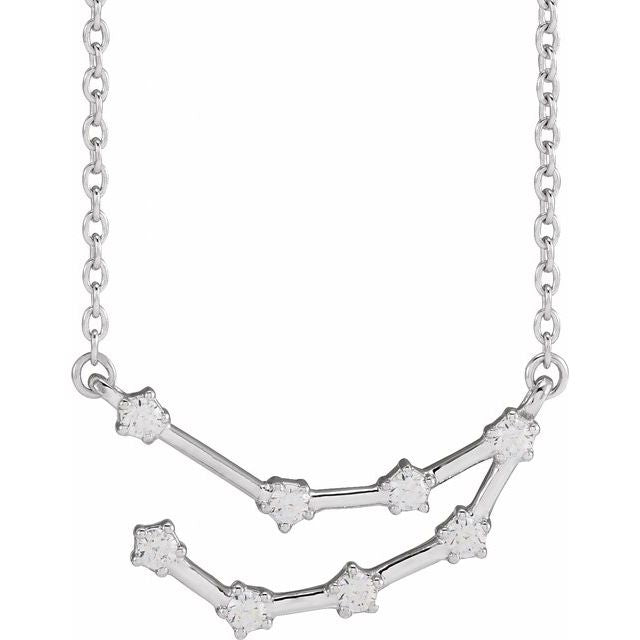 Capricorn diamond constellation zodiac necklace in 14k white gold