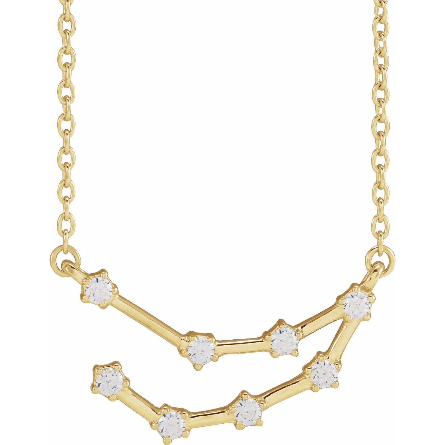 14K Yellow Gold Capricorn zodiac constellation necklace