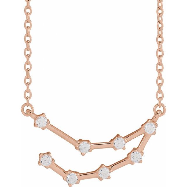 Capricorn diamond constellation zodiac necklace in 14k rose gold