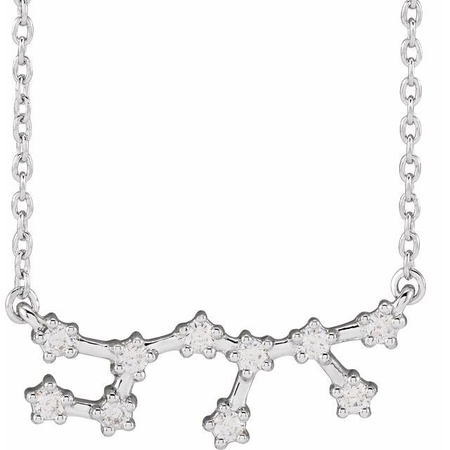 Sagittarius diamond constellation zodiac necklace in 14k white gold