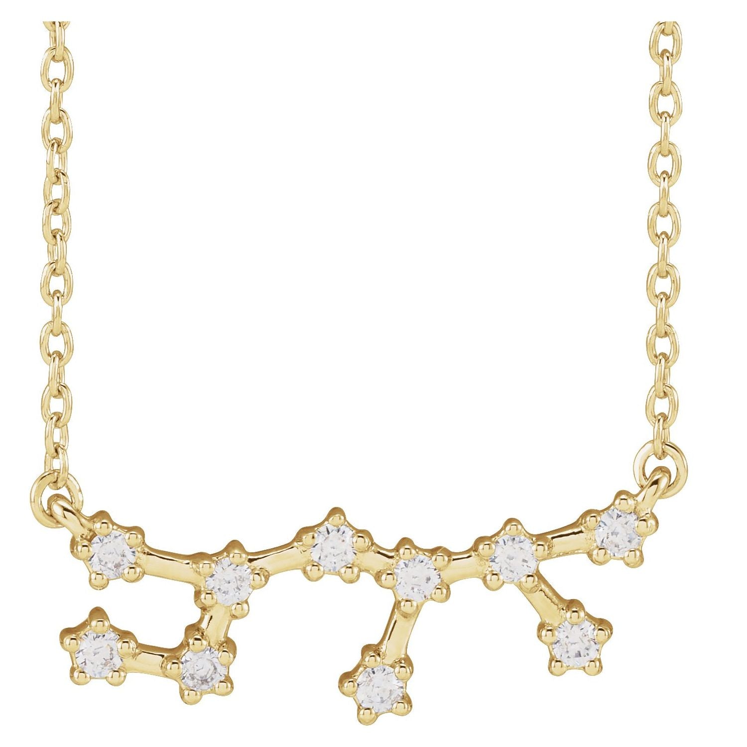 14K Yellow Gold Sagittarius zodiac constellation necklace