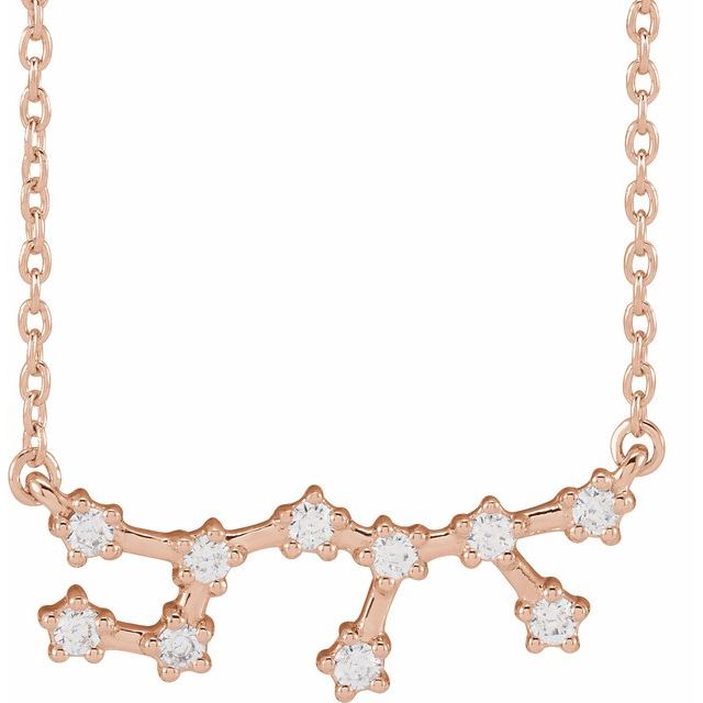Sagittarius diamond constellation zodiac necklace in 14k rose gold