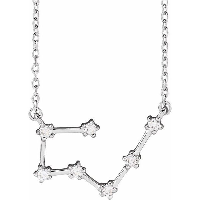 Taurus diamond constellation zodiac necklace in 14k white gold