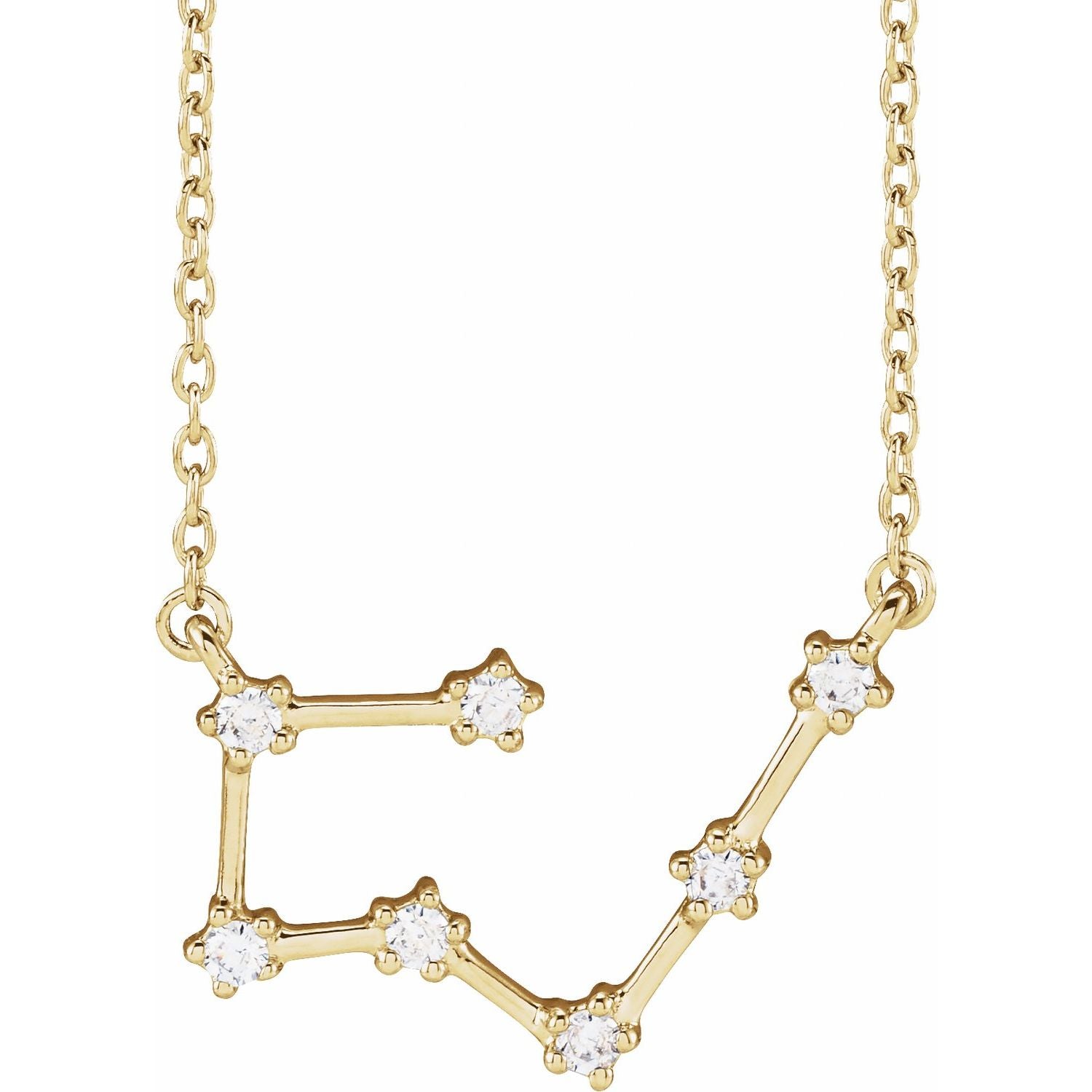 14K Yellow Gold Taurus zodiac constellation necklace