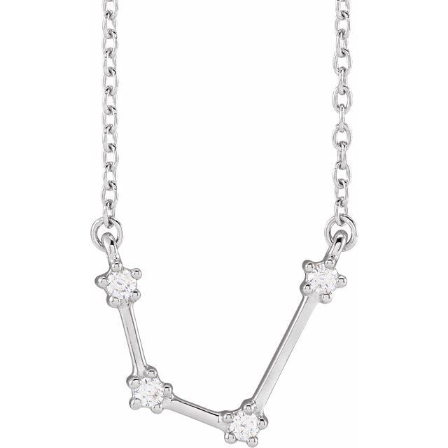 Aquarius diamond constellation zodiac necklace in 14k white gold