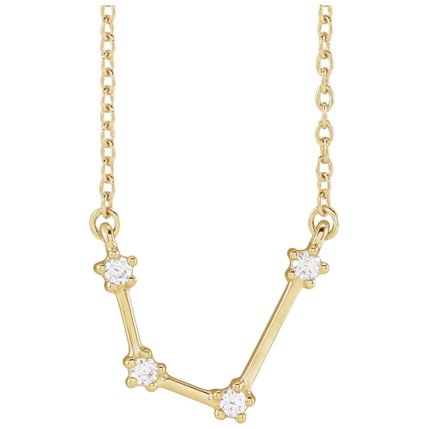 14K Yellow Gold Aquarius zodiac constellation necklace