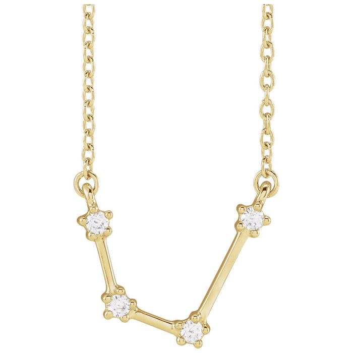 Aquarius zodiac diamond constellation necklace in 14K yellow gold