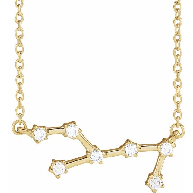 Virgo diamond constellation zodiac necklace in 14k yellow gold