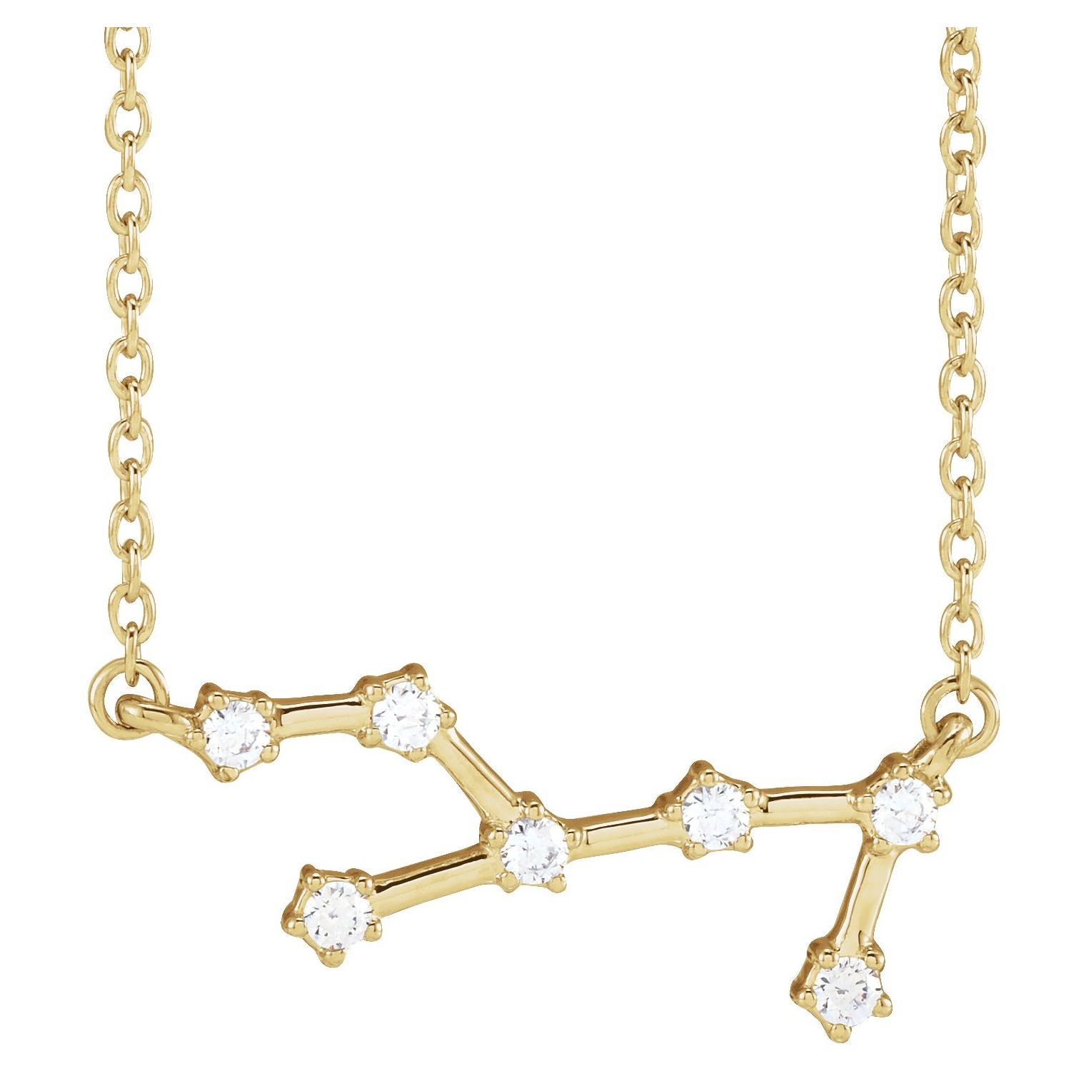 14K Yellow Gold Virgo zodiac constellation necklace