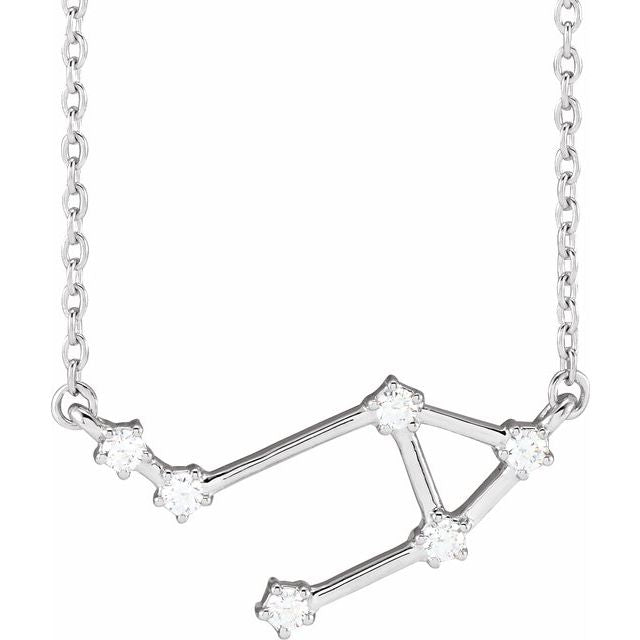 Libra diamond constellation zodiac necklace in 14k white gold