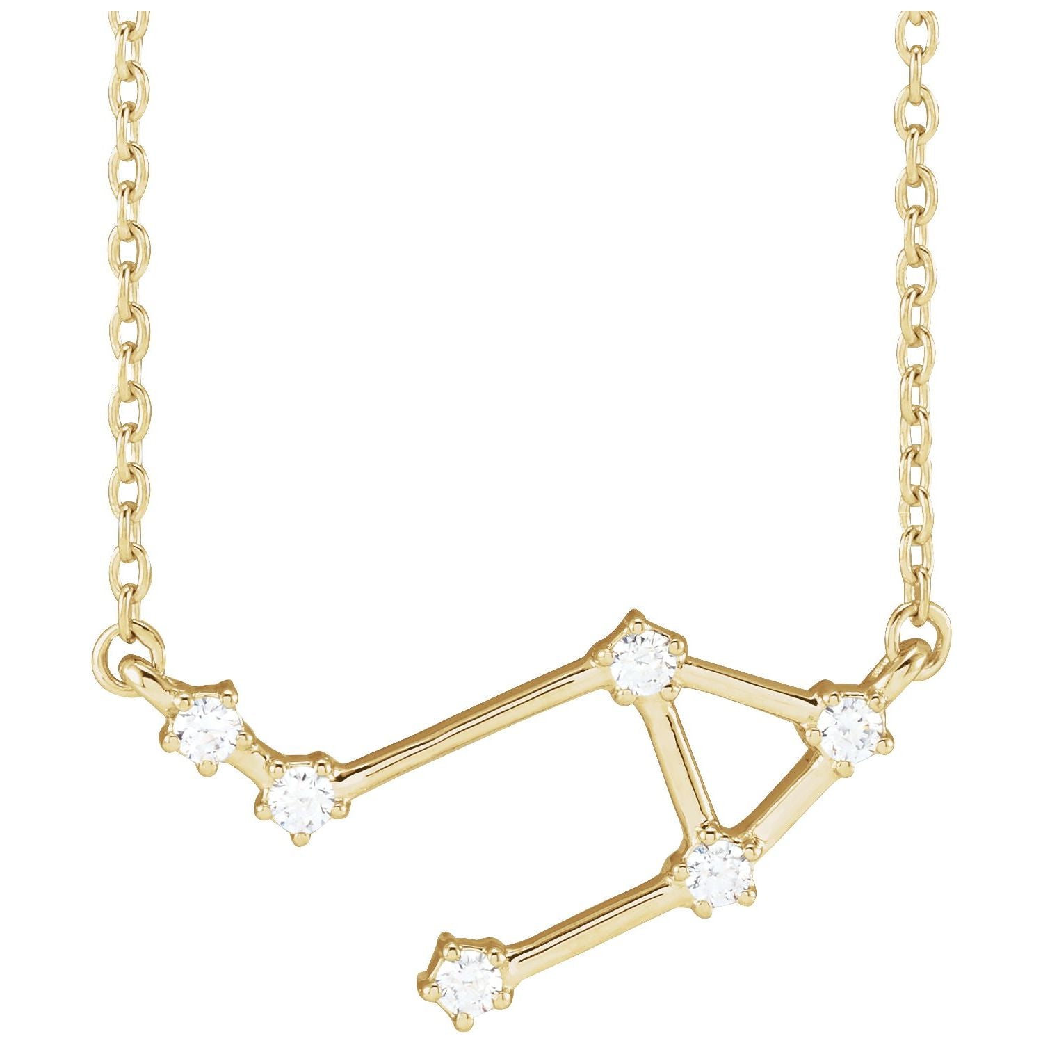 14K Yellow Gold Libra zodiac constellation necklace