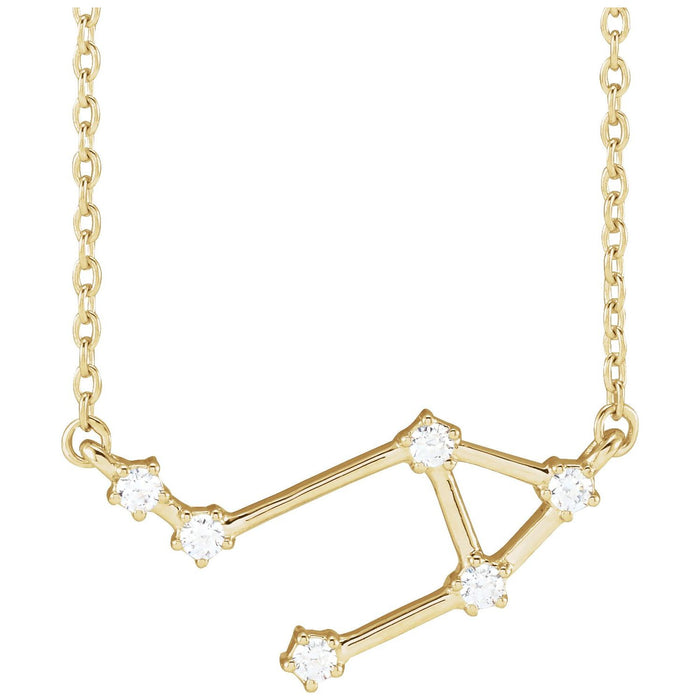 Libra zodiac diamond constellation necklace in 14K yellow gold