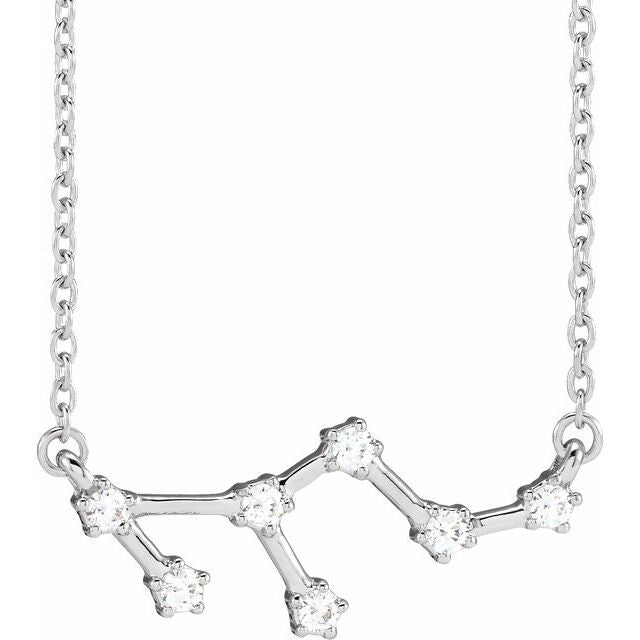 Leo diamond constellation zodiac necklace in 14k white gold