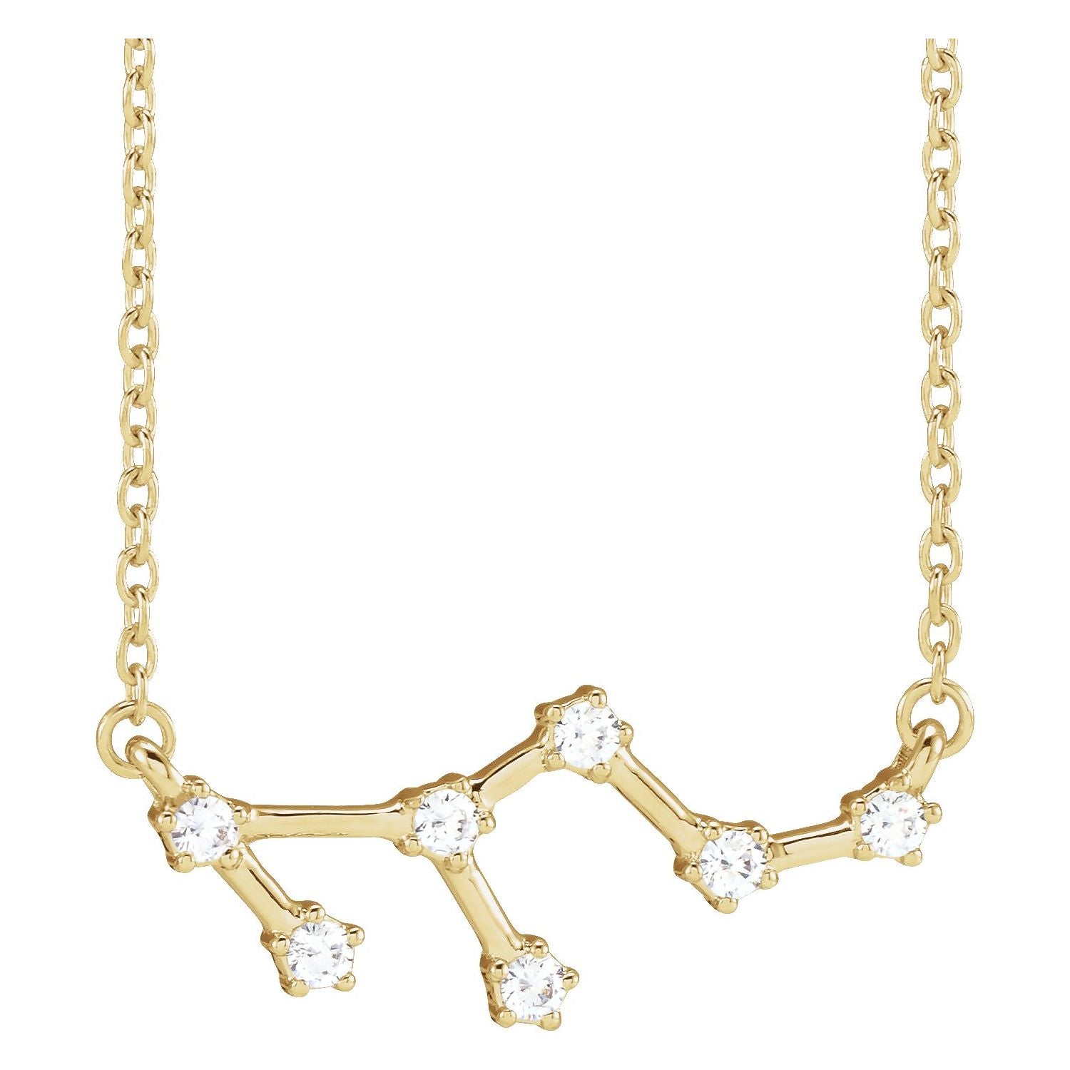 14K Yellow Gold Leo zodiac constellation necklace