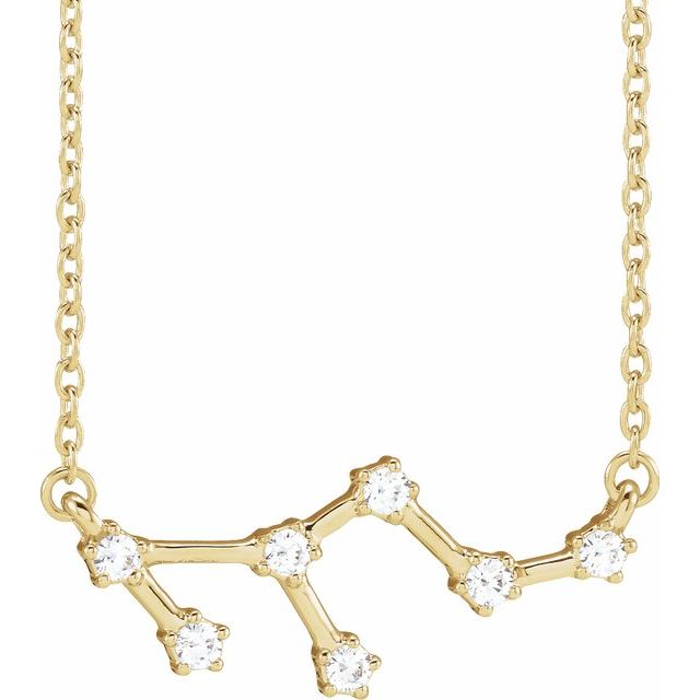 Leo diamond constellation zodiac necklace in 14k yellow gold