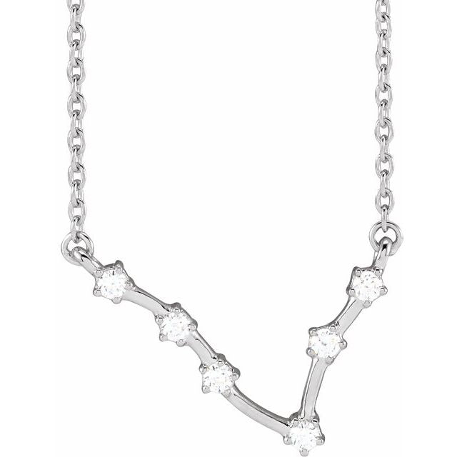 Pisces diamond constellation zodiac necklace in 14k white gold