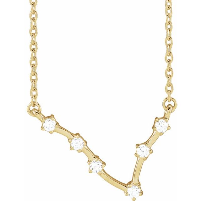 Pisces diamond constellation zodiac necklace in 14k yellow gold