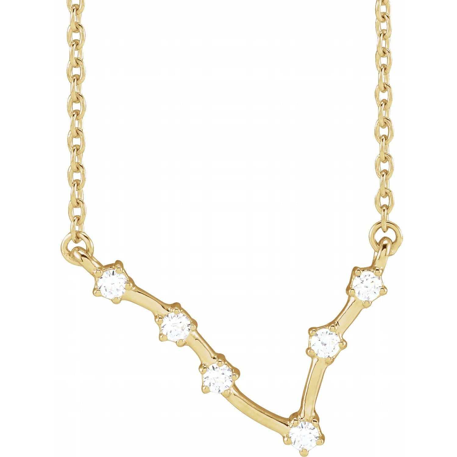 14K Yellow Gold Pisces zodiac constellation necklace