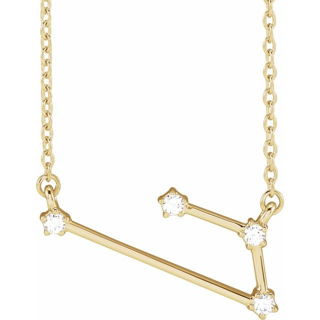 Aries diamond constellation zodiac necklace in 14k yellow gold