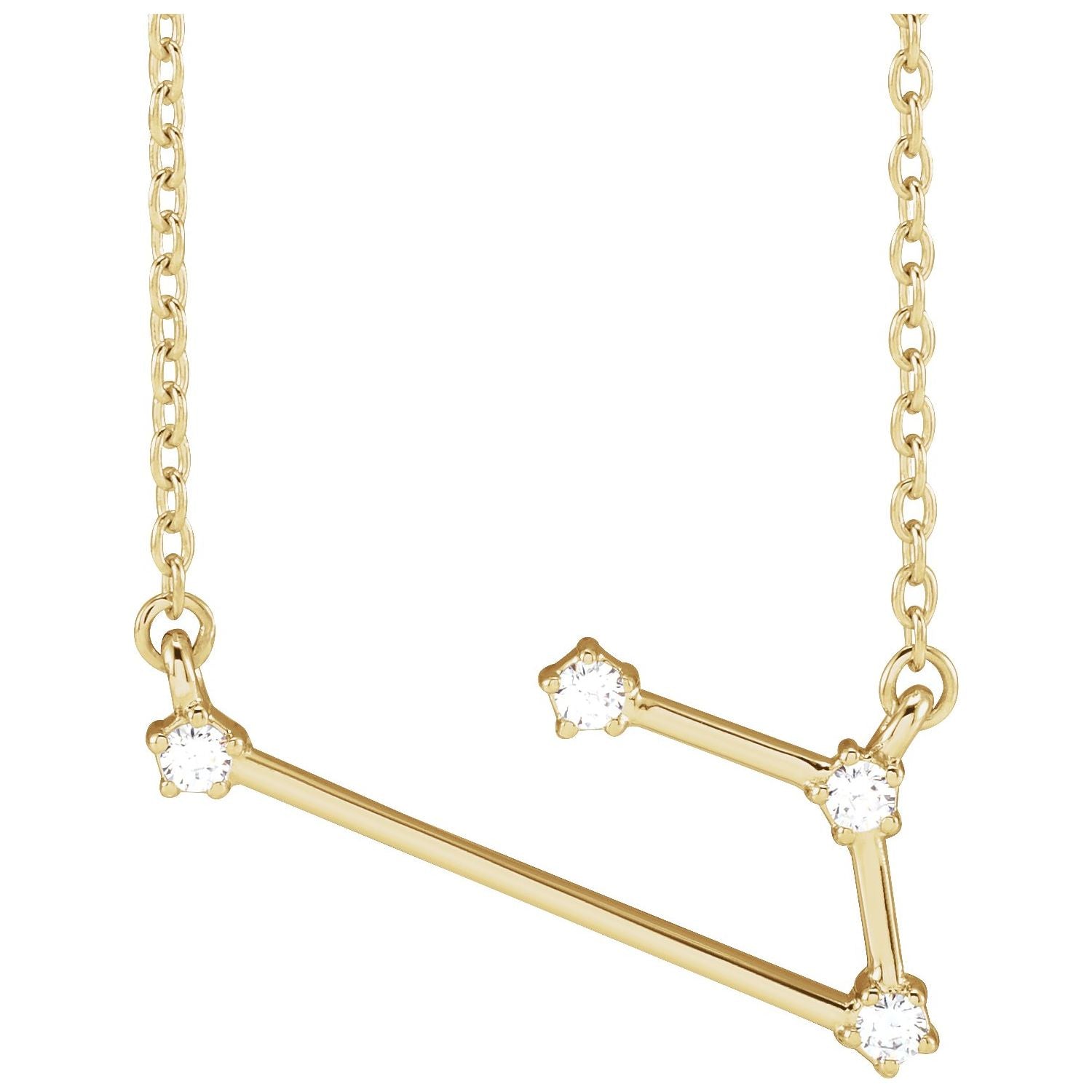 14K Yellow Gold Aries zodiac constellation necklace