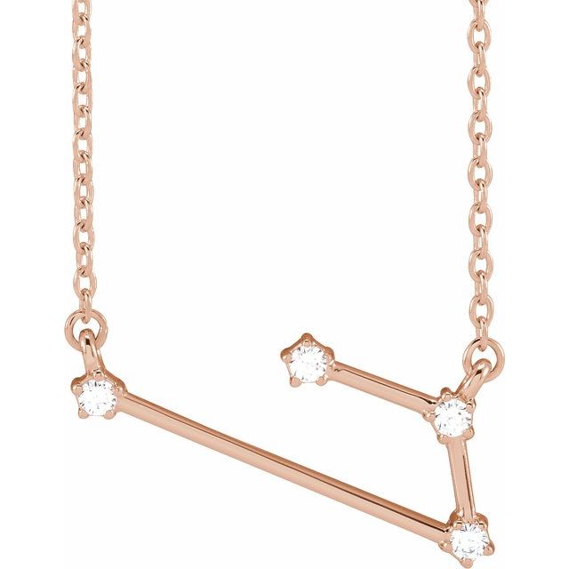 Aries diamond constellation zodiac necklace in 14k rose gold