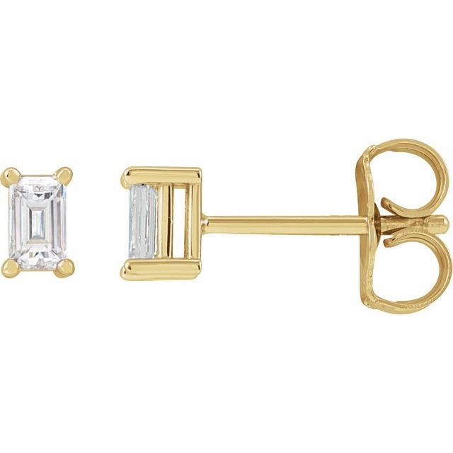 baguette lab-grown diamond stud earrings in 14k yellow gold