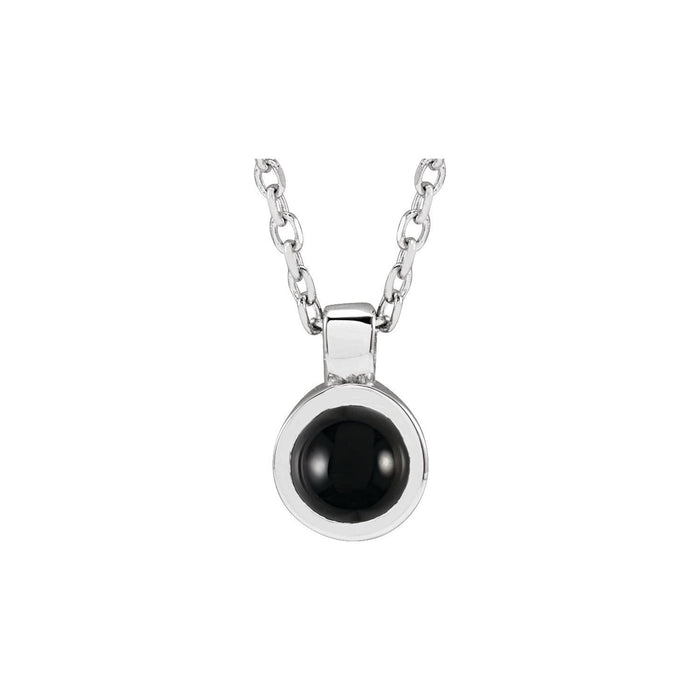 14K White Gold Onyx Bezel-Set Necklace
