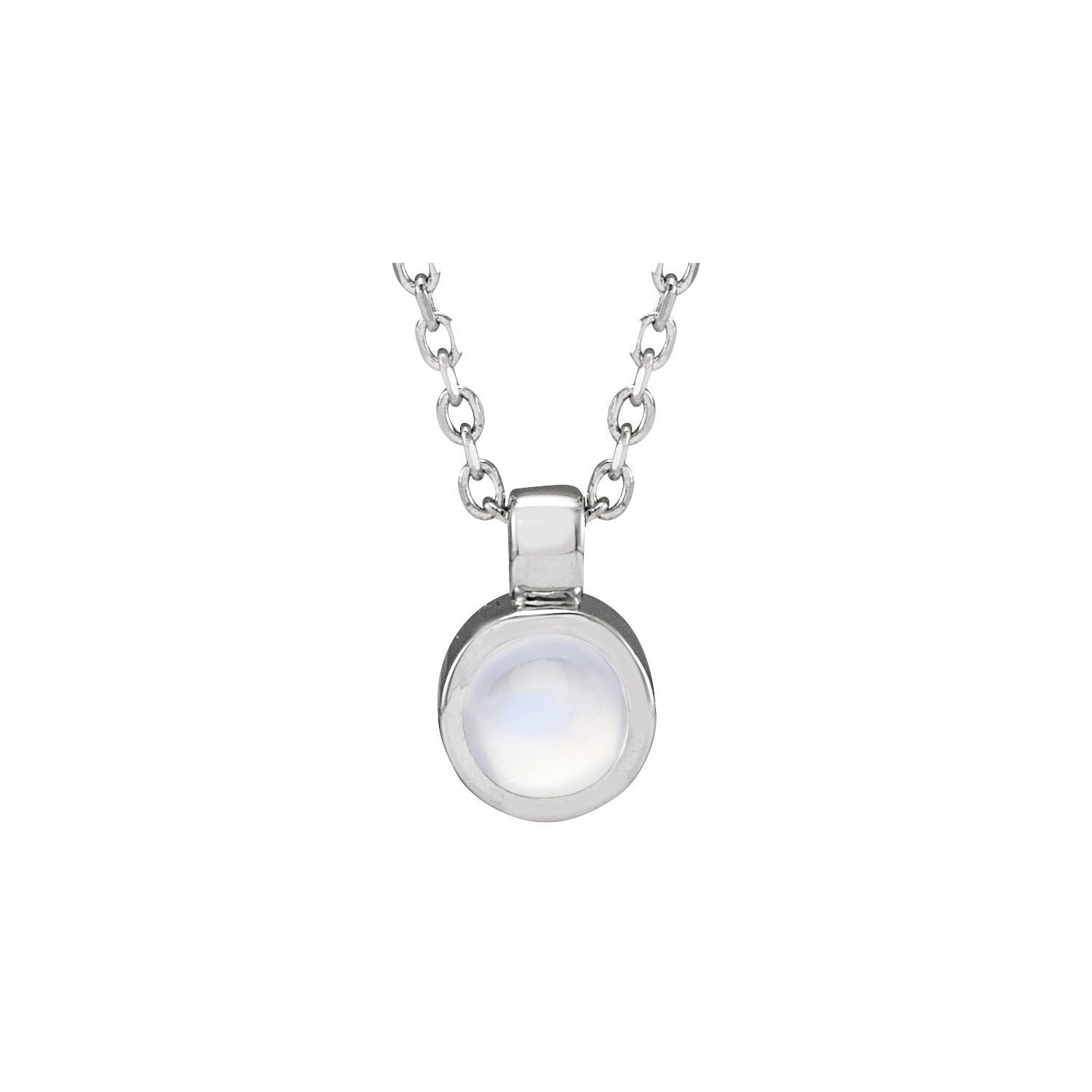 14K White Gold Rainbow Moonstone Bezel-Set Necklace