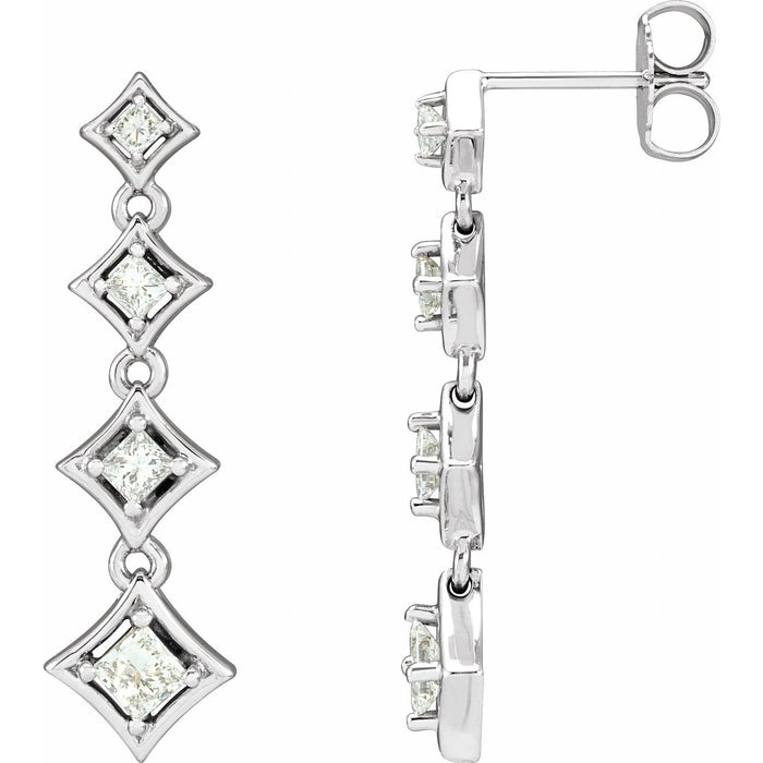 14K White Gold 3/4 ct tw Diamond Journey Earrings diamond earrings