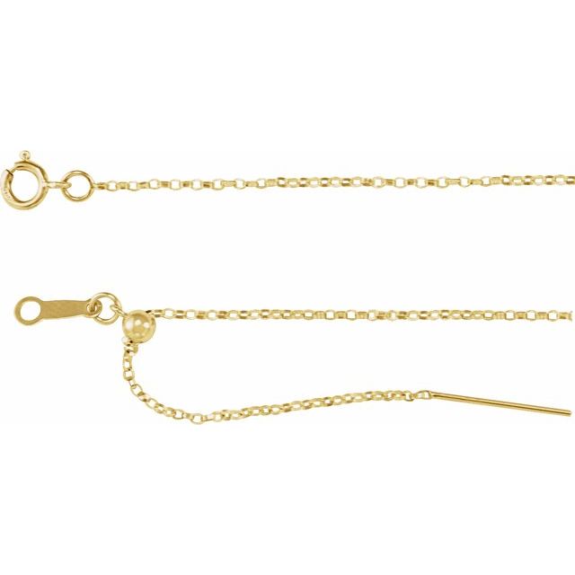 1mm adjustable threader rolo chain necklace in 14k yellow gold, 16-22" adjustable