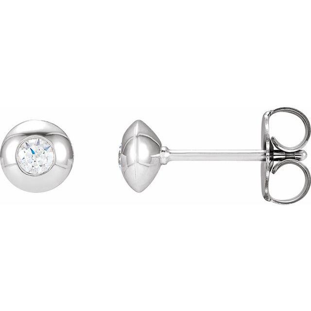 1/8 ct domed bezel-set diamond stud earrings in 14k white gold