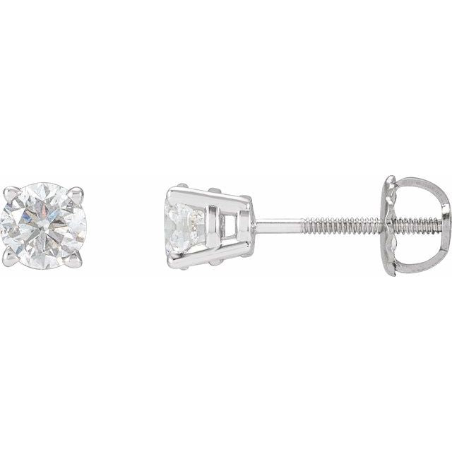 1 1/2 ct round diamond solitaire stud earrings in 14k white gold