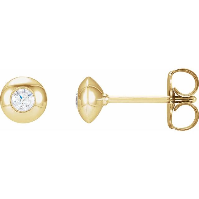 1/8 ct domed bezel-set diamond stud earrings in 14k yellow gold