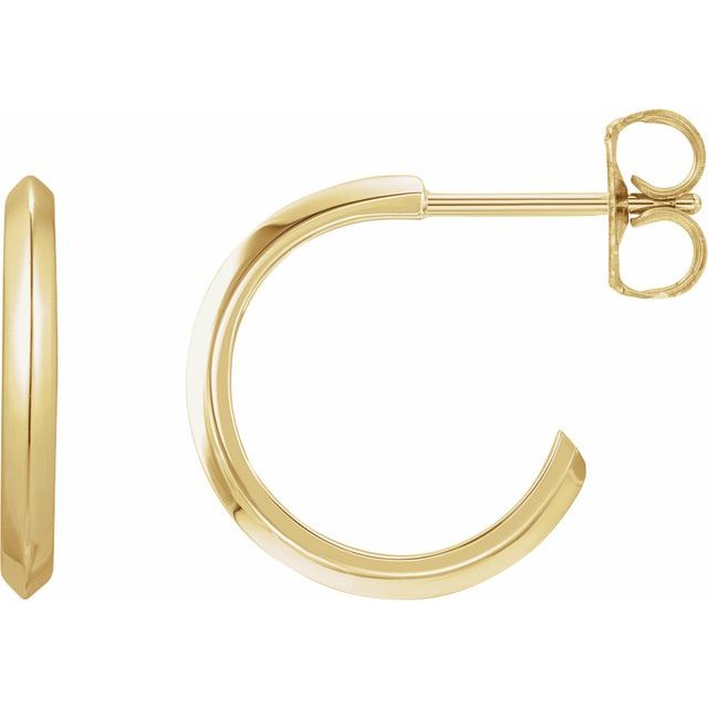 knife-edge gold hoop earrings in 14k yellow gold, 15 mm