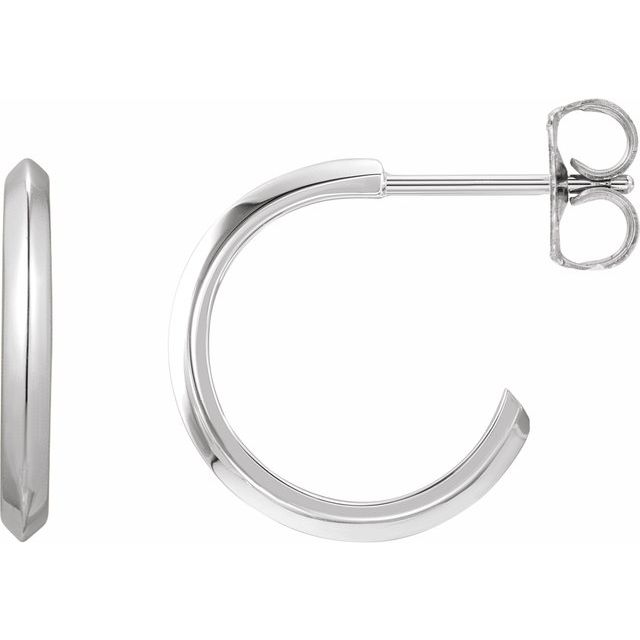 knife-edge gold hoop earrings in 14k white gold, 15 mm