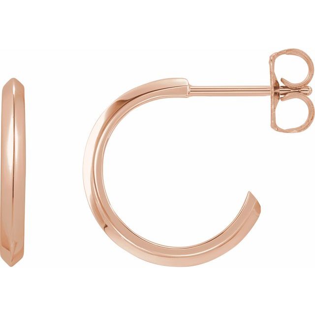 knife-edge gold hoop earrings in 14k rose gold, 15 mm