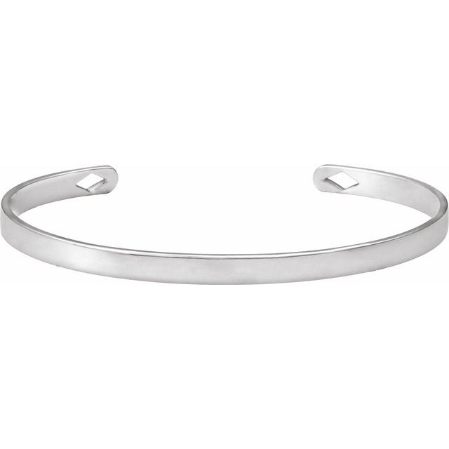 engravable pierced diamond cuff bracelet in 14k white gold