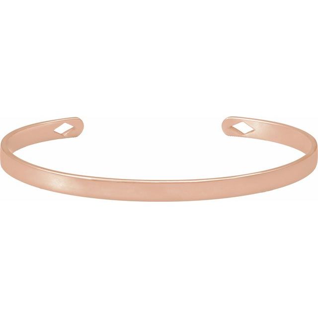 engravable pierced diamond cuff bracelet in 14k rose gold
